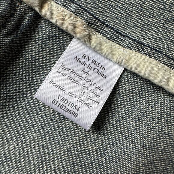 Coldwater Creek Size PM Aztec Southwestern Print Denim Blue Jean Cotton Jacket - Picture 8 of 10